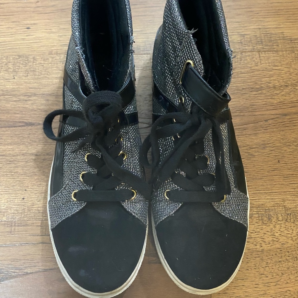 Black Metallic Hightop Sneakers
